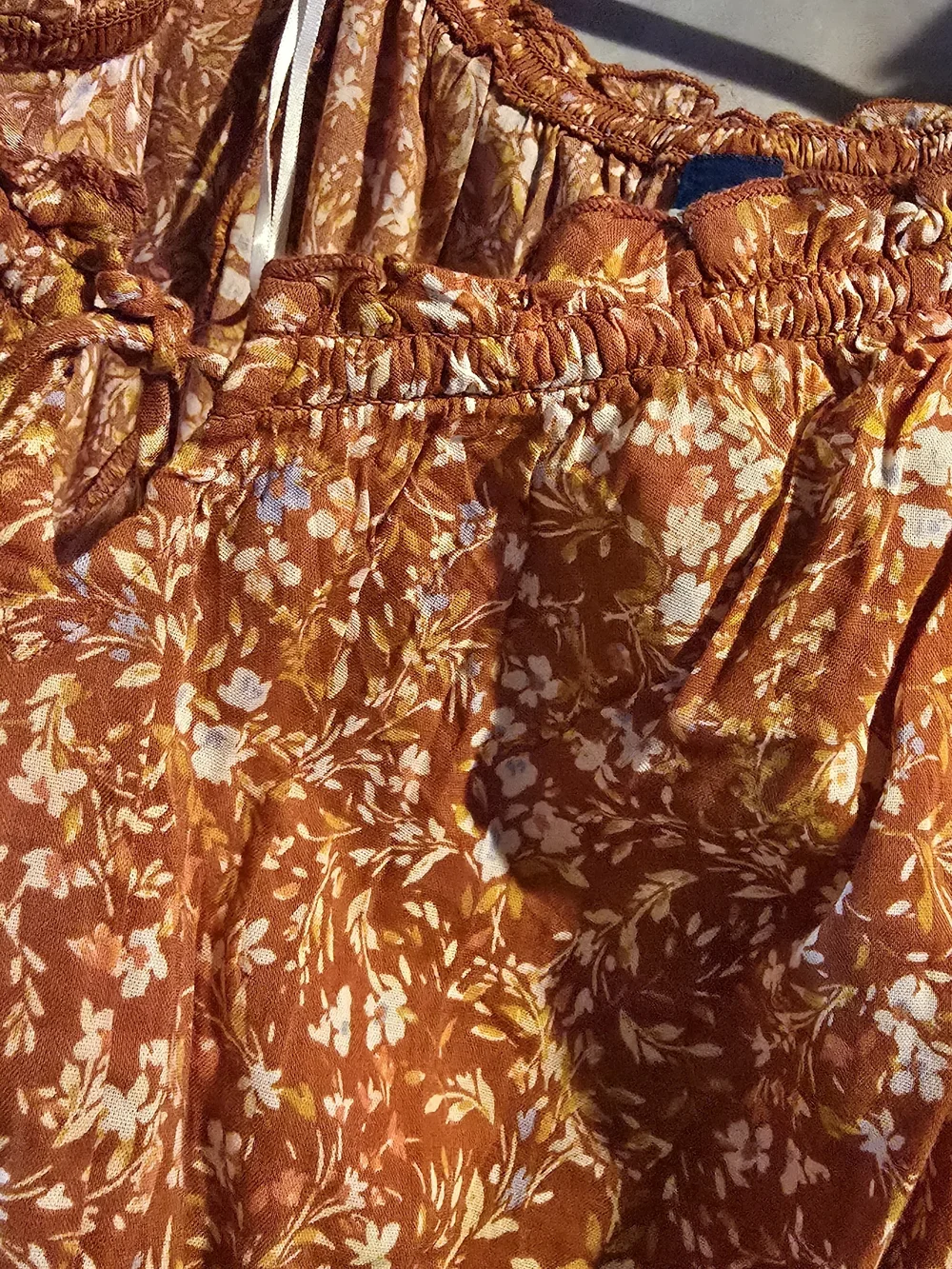 Old Navy Rust Floral Smocked Peplum Blouse